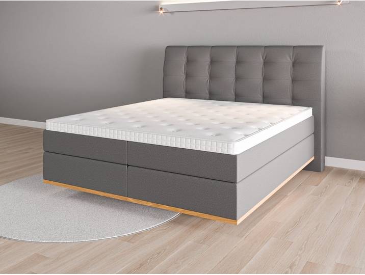 Boxspringbett 180x200 Nr. 1 - Grau (Schiefergrau) - Softwolle