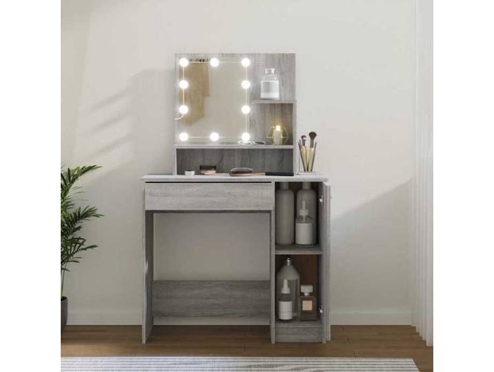 Automne/hiver  Gris Coiffeuse avec LED Sonoma gris 86 5x35x136cm - Hauteur:136cm DEC7212509