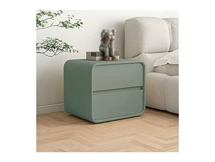 YANG11FAN Vielseitig Grüner Nachttisch, moderner aus Mikrofaser-Leder Mit 2 Schubladen, Holzsofa-Endseite(L50xD40xH47cm)