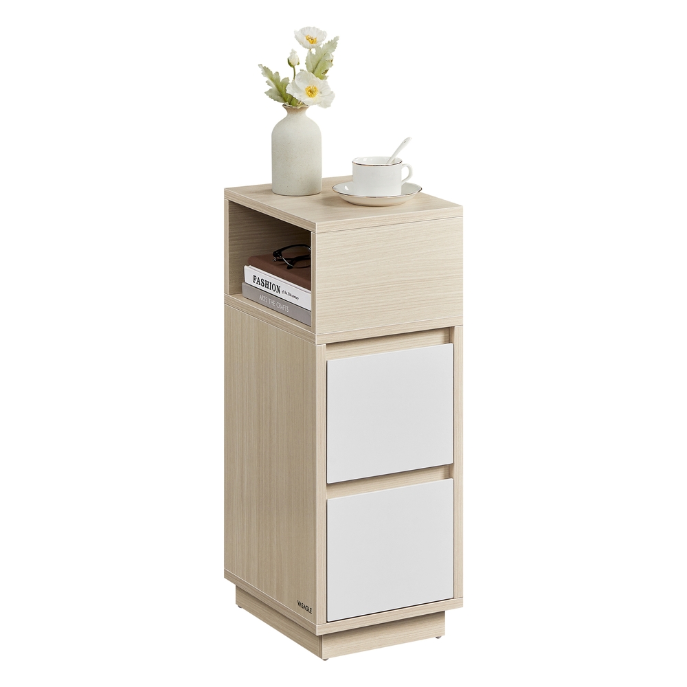 VASAGLE KAILYN Kollektion - Nachttisch 2 Schubladen offenes Fach naturbeige-wolkenweiß B34LET656N01