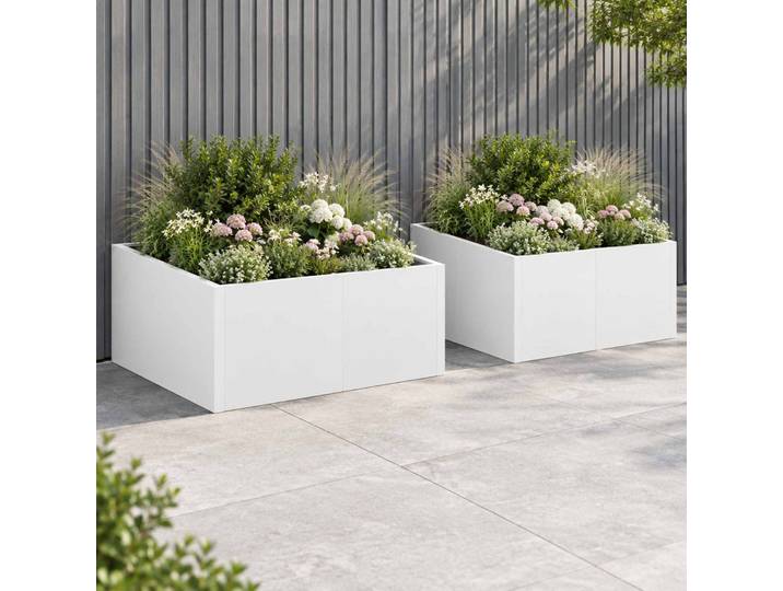 vidaXL Stützmauer 4 Stk. 100 x 100 x 40 cm Stahl Weiß