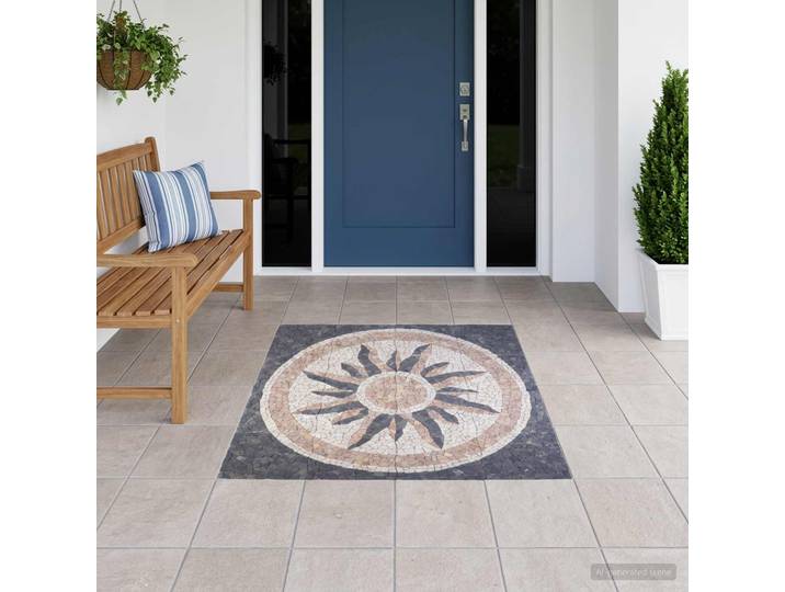vidaXL Mosaikfliesen Sonnenmuster Mehrfarbig 120 x 120 cm Marmor