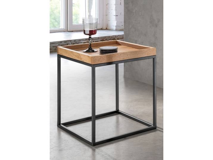 Beistelltisch 40x40cm 'Lissabon' Wildeiche Stahl schwarz