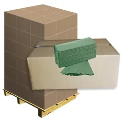 Papierhandtücher grün 25x21 cm Zick-Zack Falzung, Palette Palette mit 32 x 5000 Blatt, 1-lagig