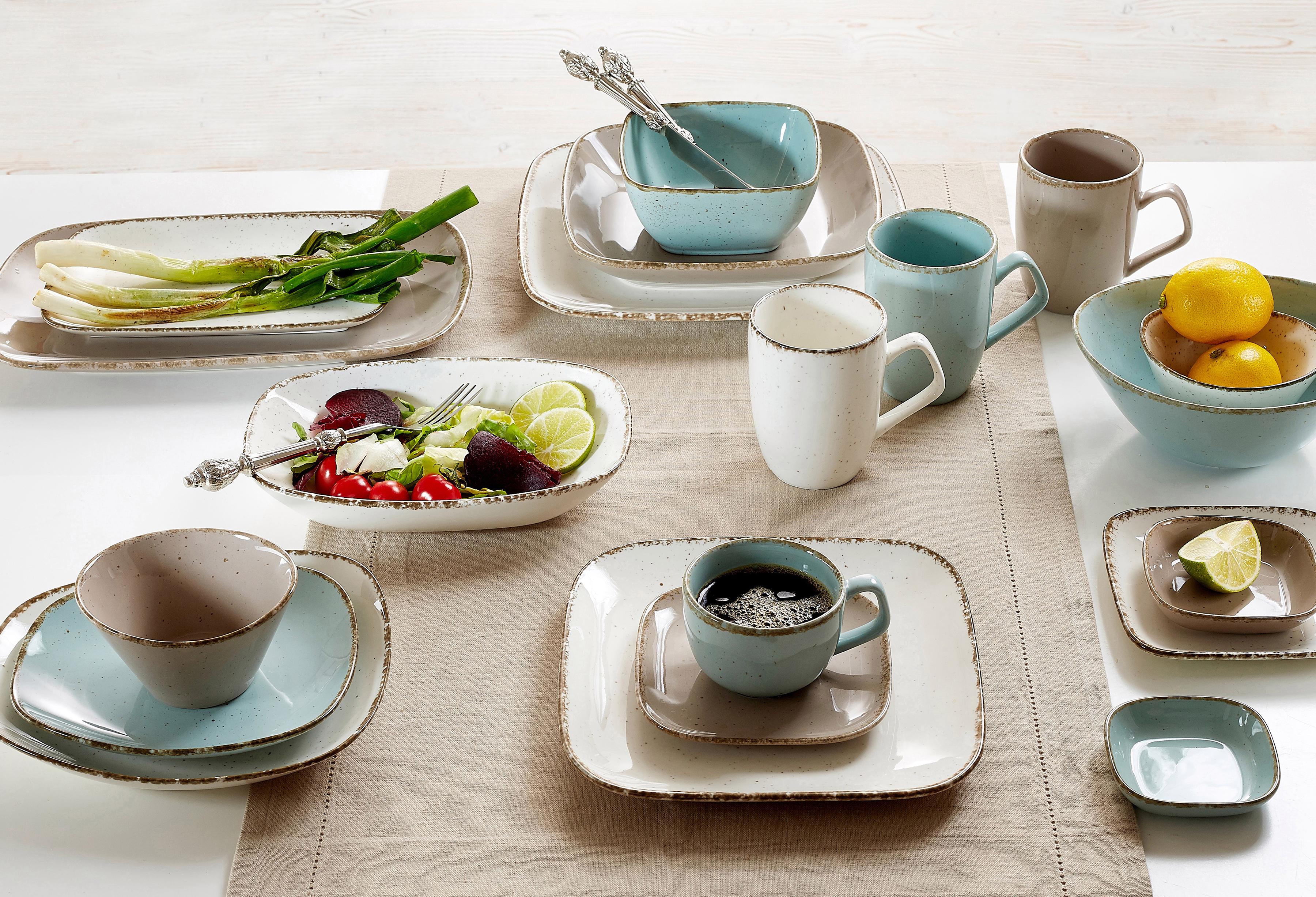 Kaffeeservice RITZENHOFF & BREKER "Geschirr-Set, Service CASA", beige (naturweiß), 12 Stk., Porzellan, Geschirr-Sets, Kaffeeservice, 12 Teile, für 4 Personen