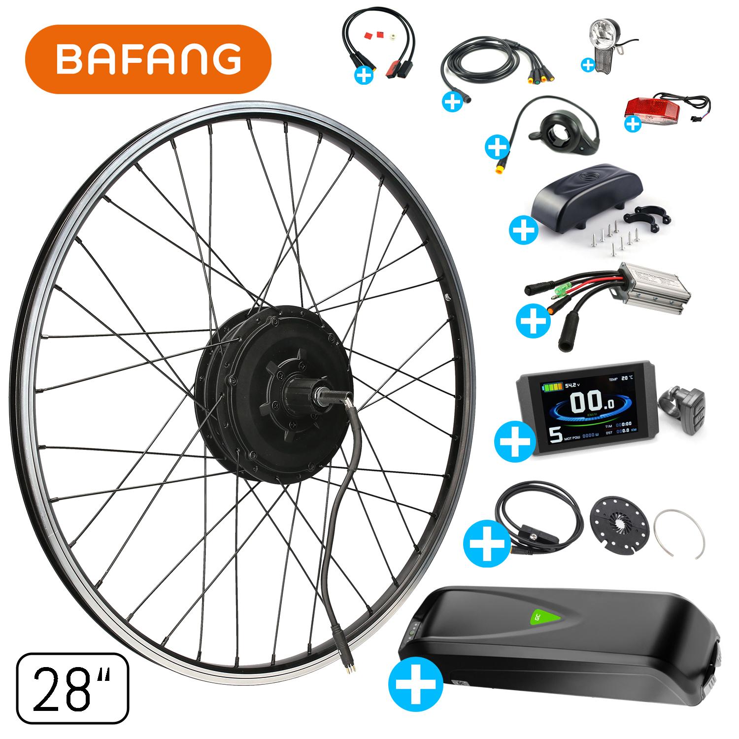windmeile | Bafang E-Bike Hinterrad Umbausatz, Nabenmotor G040 mit Akku und komplettem Zubehör, Schwarz 28 Zoll Kassette Umbau Kit Pedelec