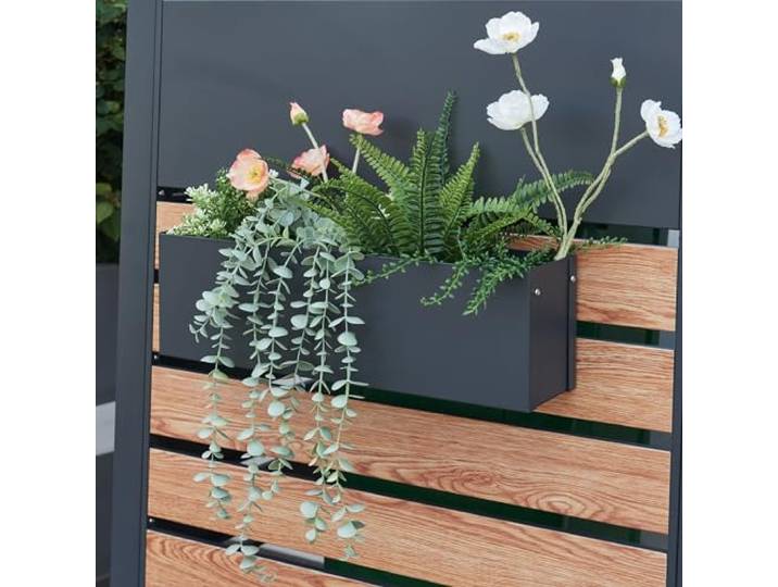 [en.casa] Blumenkasten Achtkarspelen Balkonkasten Geländerkasten mit Halterung Blumentopf mit Haken Pflanzkasten aus Stahl 50x12x15cm Anthrazit