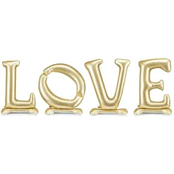 PartyDeco Folienballon Schriftzug LOVE 300x97cm stehend mit Luftfüllung Ballons mit Standfuß Luftballons Hochzeit Valentinstag Jahrestag Folienluftballon
