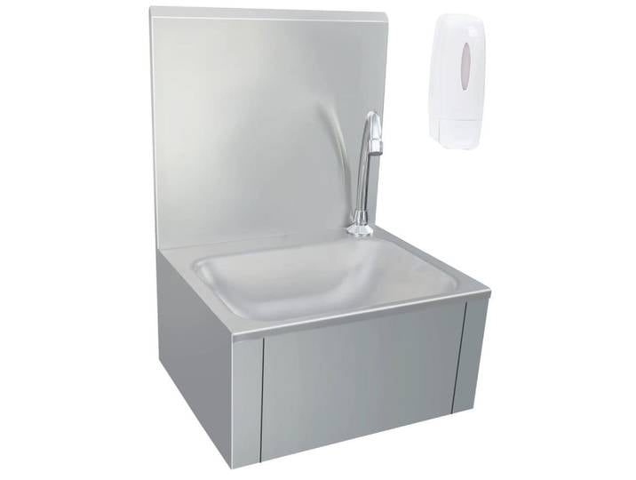 vidaXL Küchenspüle, Handwaschbecken mit Wasserhahn und Seifenspender Edelstahl