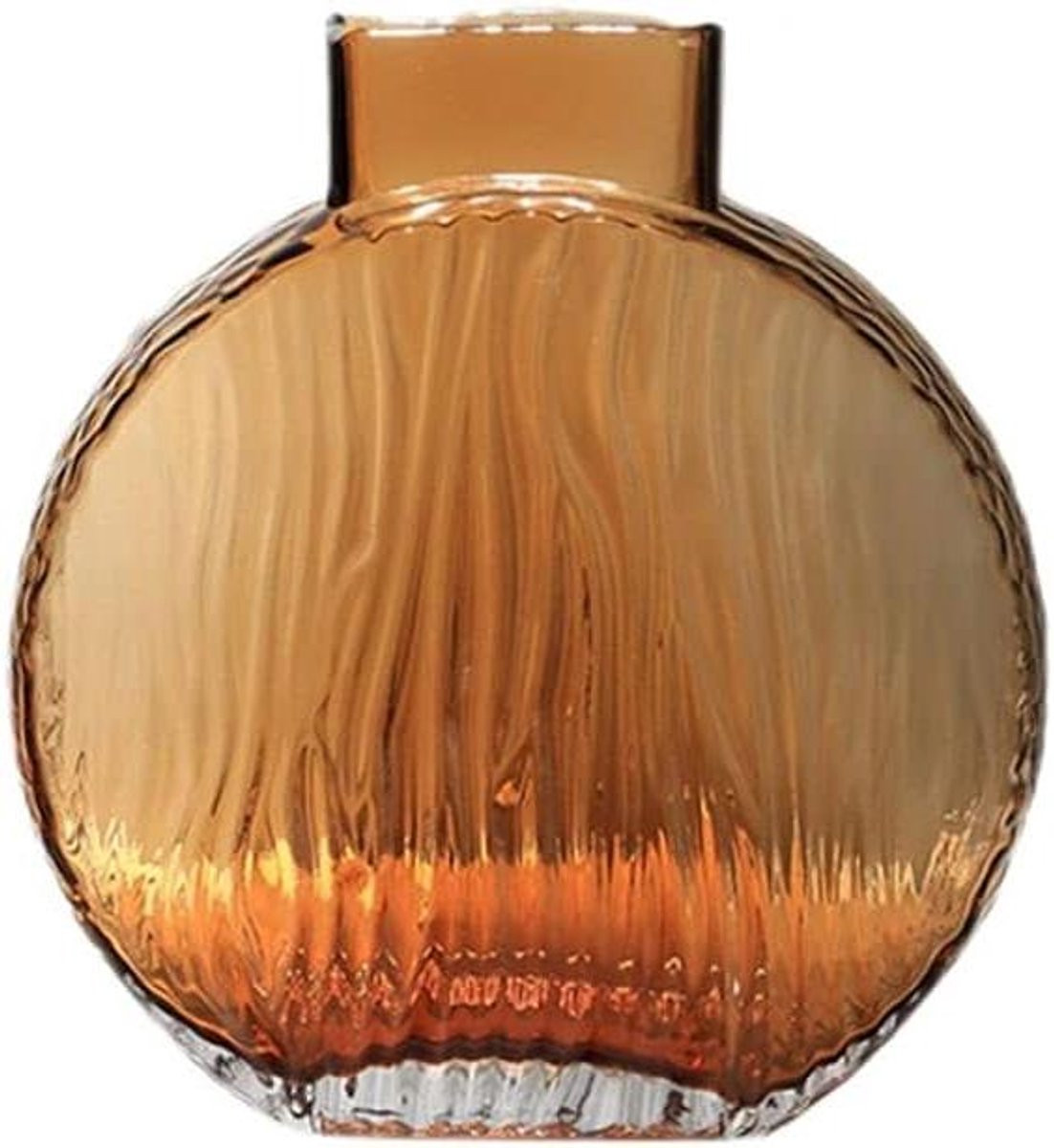 Decoratieve Glazen Vaas in Amber Bruin Transparant