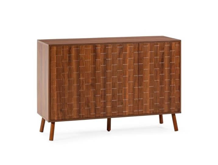 HOMN LIVING Sideboard Canadá 3 türen Walnuss-Optik, Holzbeine, 120 cm (Breite) 40 cm (Tiefe) 80 cm (Höhe)