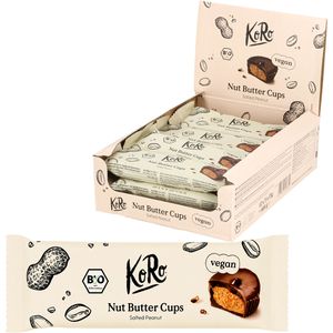 KoRo Pralinen Nut Butter Cups Salted Peanut, 36 Stück, BIO, mit cremiger Erdnussbutterfüllung, je 3 Stück a 13 g, 12 Pack