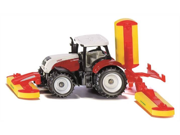 Siku Steyr tractor met Pöttinger maaier - rood, 11,3 x 11,8 x 4,3 cm