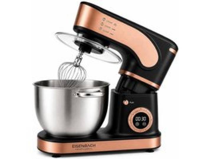 Eisenbach Robot pâtissier planétaire 2500 W 10 litres Bol en Acier Acier inoxydable Pétrissage mélange et fouettage Noir