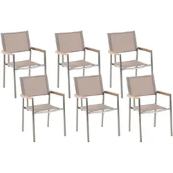 GARTENSTUHL 6er-Set beige Edelstahl Grosseto