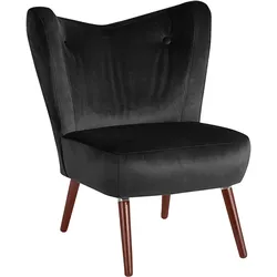 SESSEL Kathy Bezug Samtvelours Buche nussbaum dunkel / schwarz