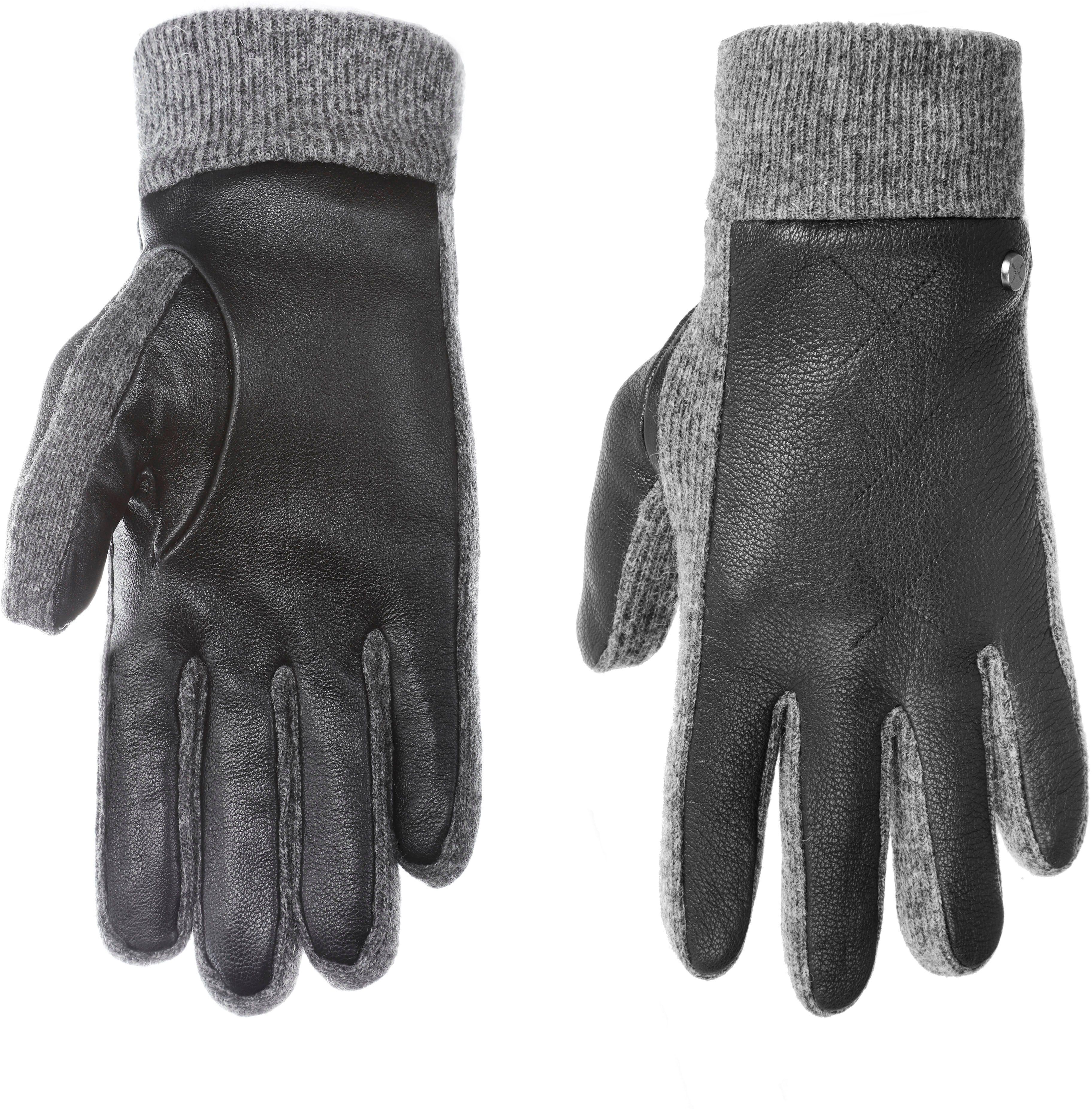 Strickhandschuhe PEARLWOOD "NICK", Herren, Gr. 10, schwarz, Materialmix, unifarben mit Farbeinsatz, Handschuhe Strickhandschuhe, weiches Fleecefutter, Elastischer Strickbund schwarz 10