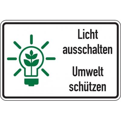 Dreifke® Hinweisschild, Licht ausschalten Umwelt schützen, 200 x 300 mm, Folie, Folie selbstklebend 1 Stk.