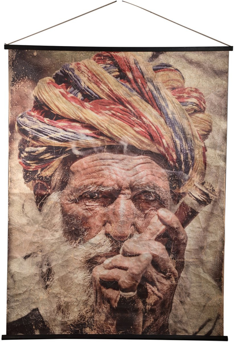 PTMD Alexy Beige Composite Paper Painting Man With Turban