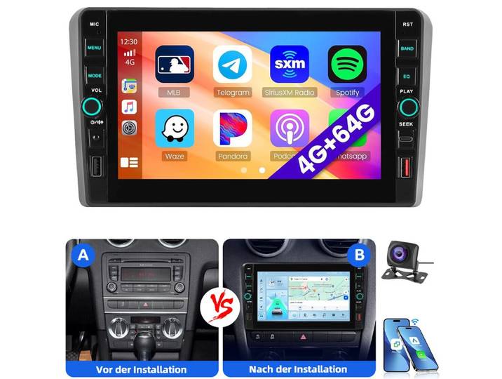 ESSGOO 9 Für Audi A3 S3 RS3 8P 8V Android 15 Carplay Autoradio (RDS, Digitalradio (DAB), FM)