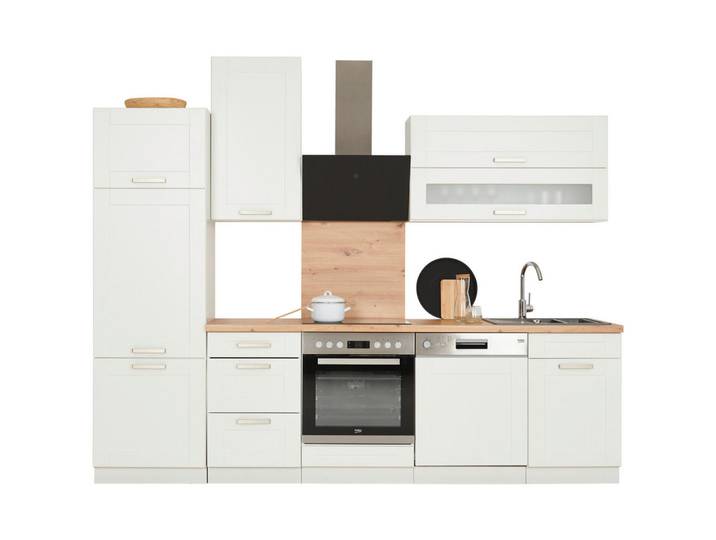 Mid.you Küchenleerblock, Weiß, Glas, 3 Schublade(n) Schubladen, seitenverkehrt montierbar, nur wie online abgebildet bestellbar, 280 cm, Küchen, Küchenzeilen & Küchenblöcke, Küchenzeilen ohne Geräte