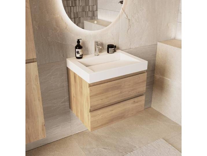 LOMAZOO Ensemble meuble de salle de bain Zarivo 60 cm - Chêne clair