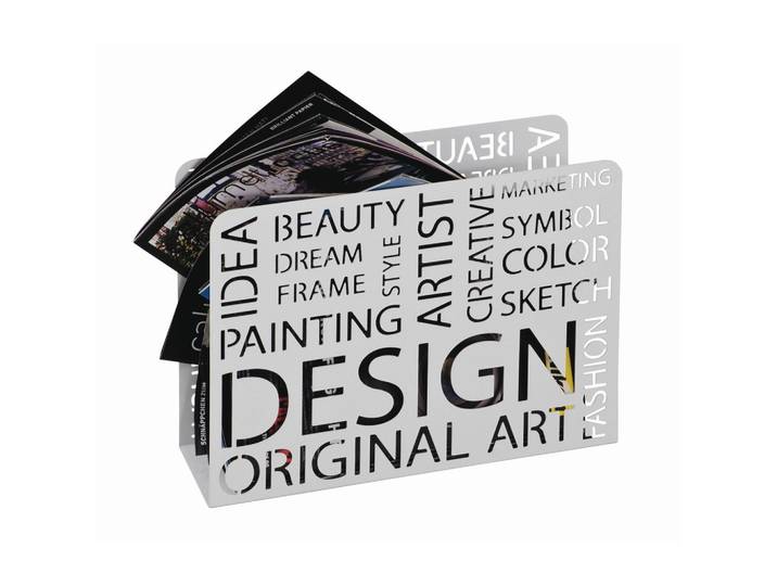 Zeitungsständer Design aus Stahl in Weiß