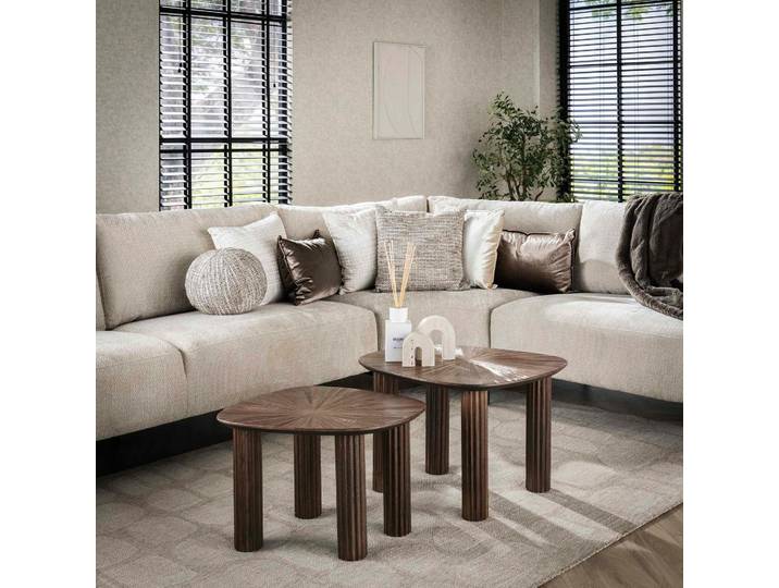 Table basse gigogne en bois de teck forme organique carrée (lot de 2) YOGY