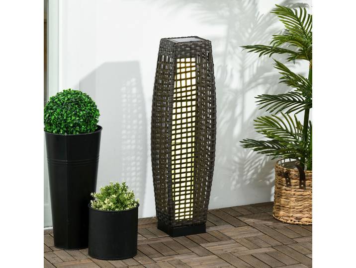 Outsunny Lampe Jardin LED Solaire Résine Gris