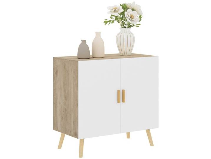 Buffet scandinave 2 portes NAORA aspect bois et blanc