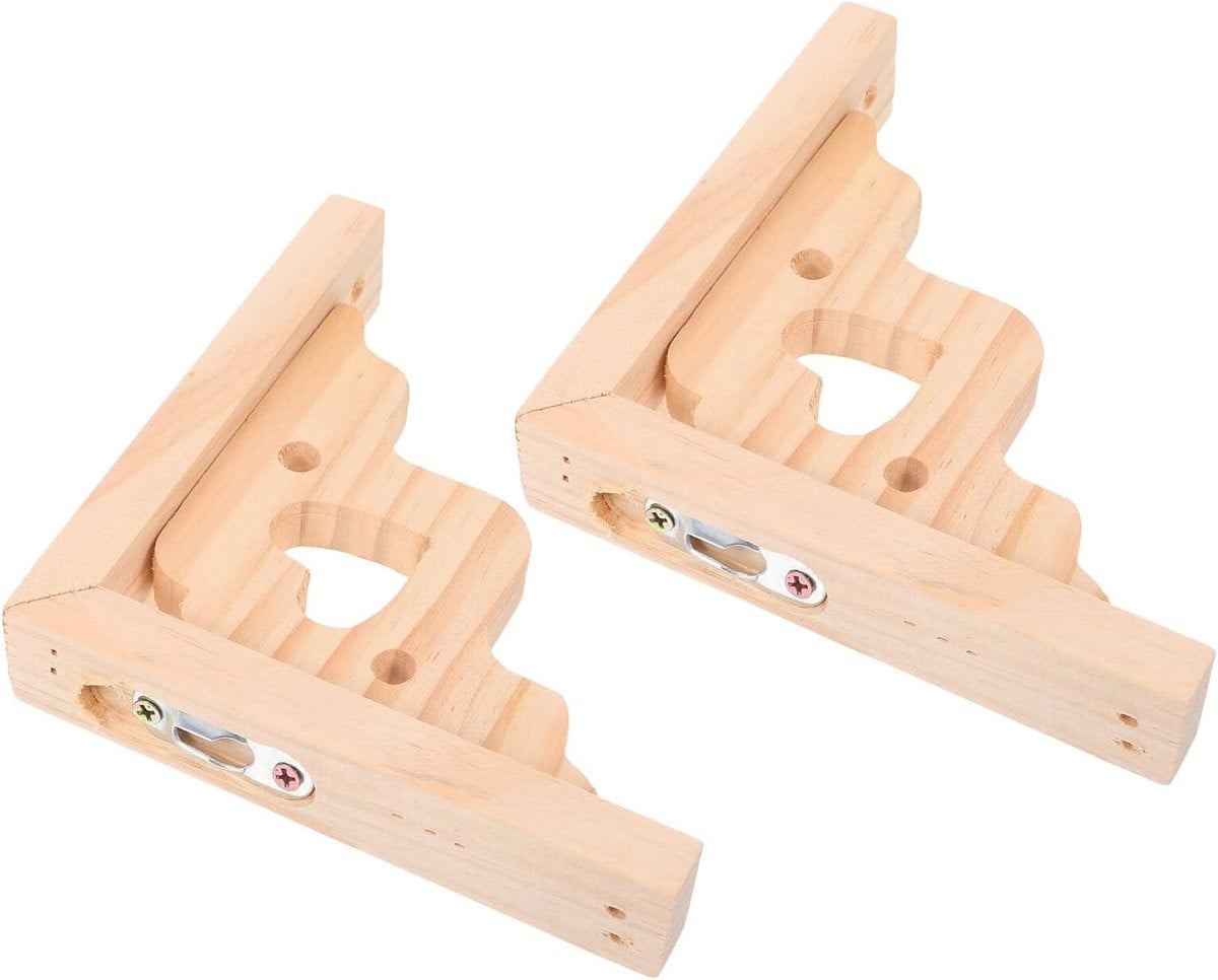Houten Plankdragers Khaki - Driehoekige Steunen voor Zwevende Planken - 15 x 15 x 3 cm