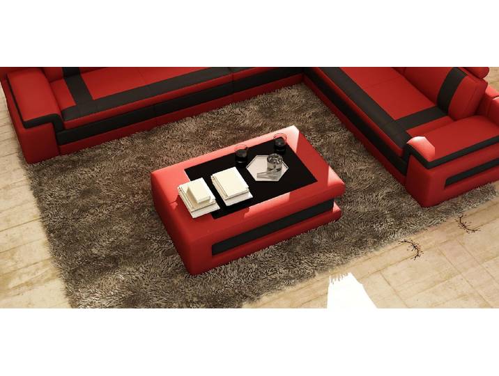 Xlmoebel Couchtisch Eleganter Leder Sofatisch mit gepolsterter Oberfläche (Sofatisch, Couchtisch 5083), Hergestellt in Europa