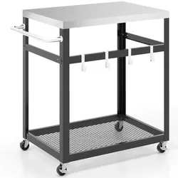 Helloshop26 - Servierwagen 83,5 x 50,5 x 84,5 cm mit 2 Ebenen praktisch und leicht zu bewegen schwarzer Edelstahl