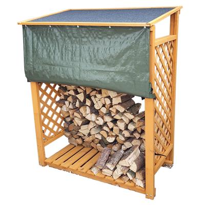 Kaminholzregal PROMADINO "Speyer", braun (honigbraun), B:119,5cm H:148cm T:68cm, Holzwerkstoff, Kaminholzlager, Kaminholzregal, mit Wetterschutz