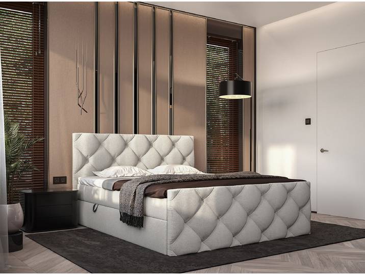 Boxbett Kissling 180 x 200cm Strukturstoff Cully Grau