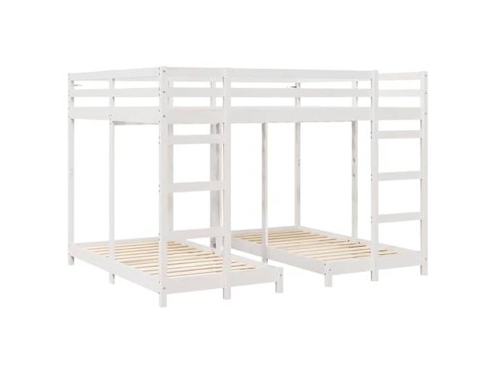 KTHLBRH Etagenbett, 3-fach, weiß, 160 x 200 cm Massivholz, 2 Leitern, Brüstung Sizza, Kapazität 400 kg, für Kinderzimmer
