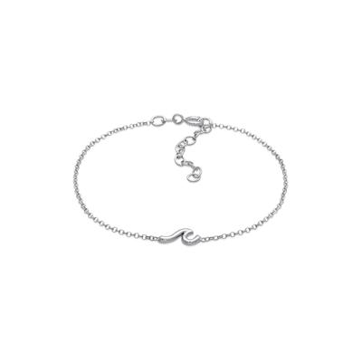 Armkette ELLI "Armband Wellen Wave Strand Maritim 925 Sterling Silber" Gr. 160, silber, Armbänder, Damen, Silber 925 (Sterlingsilber), Armkette