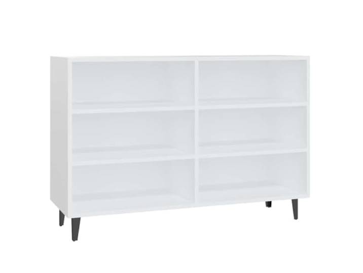 HGFDVCMR Sideboard Weiß 103,5x35x70 cm Kommode mit 6 Fächern Vielseitiger Beistellschrank im Industrie-Design mit 6 offenen Fächern für Wohnzimmer, Flur und Büro.