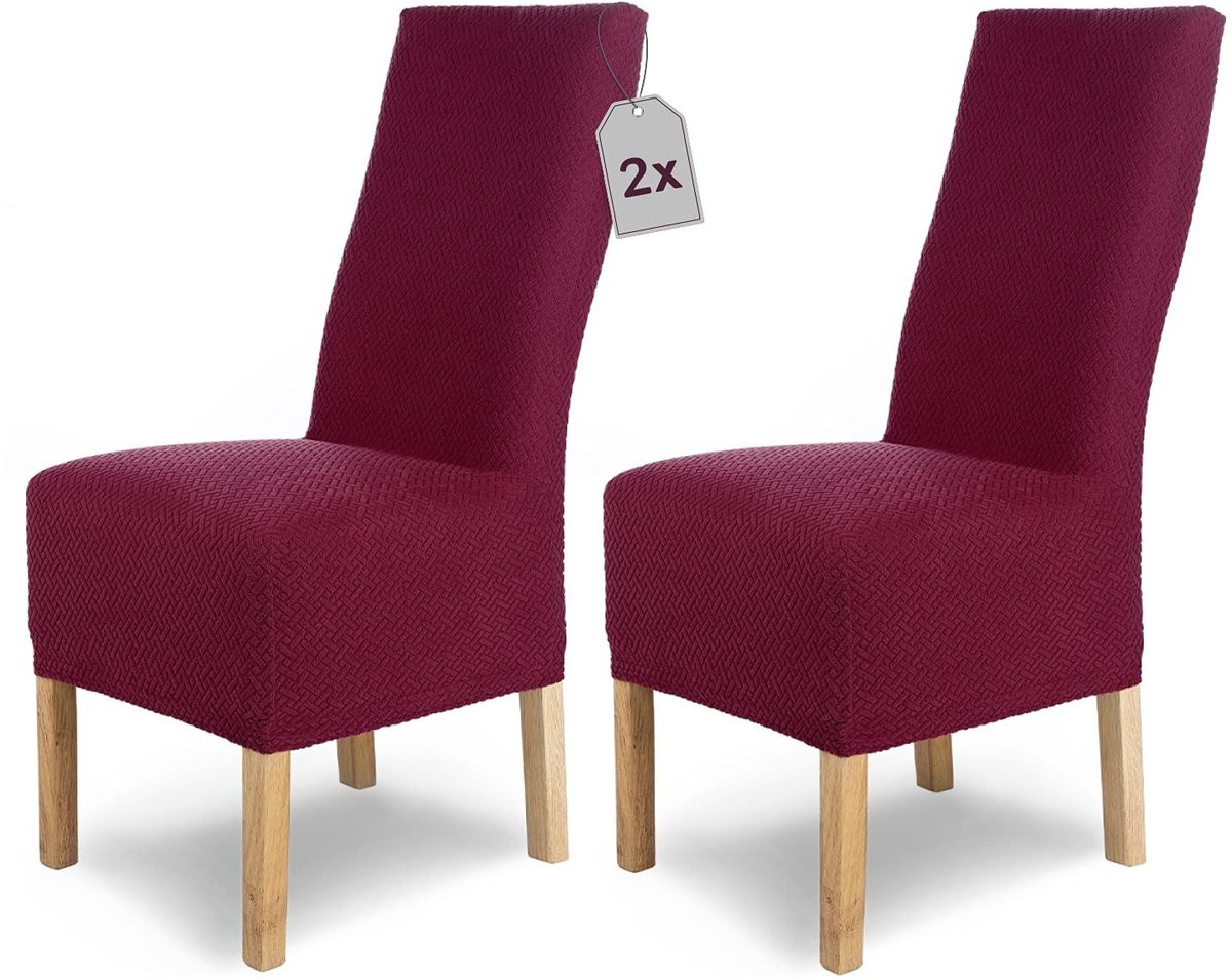 Omgoods - 2 stuks elastische stoelhoezen - stretch covers voor eetkamerstoelen