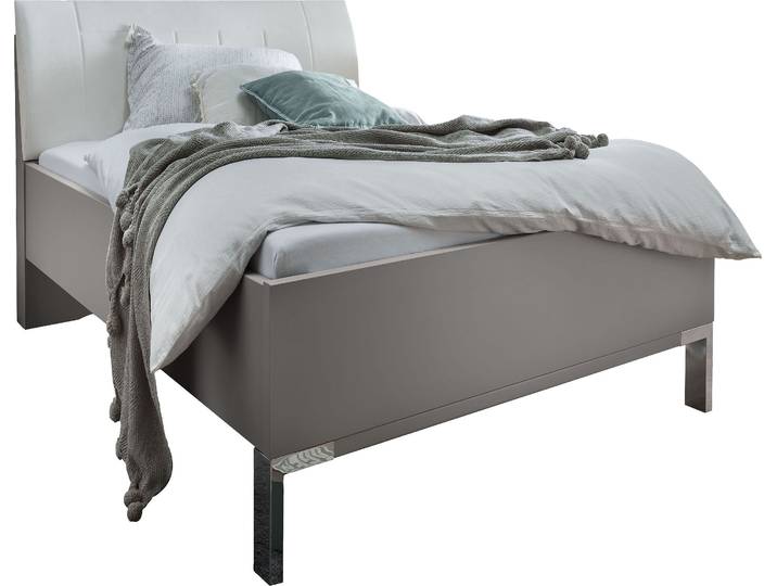 Futonbett WIEMANN Monaco, Bettgestell, Bettrahmen, komfortables Polsterkopfteil , grau (kieselgrau, weiß), B:109cm L:218cm, Betten, Futonbett, Polsterkopfteil aus Kunstleder, verschiedene Grössen, in Komforthöhe
