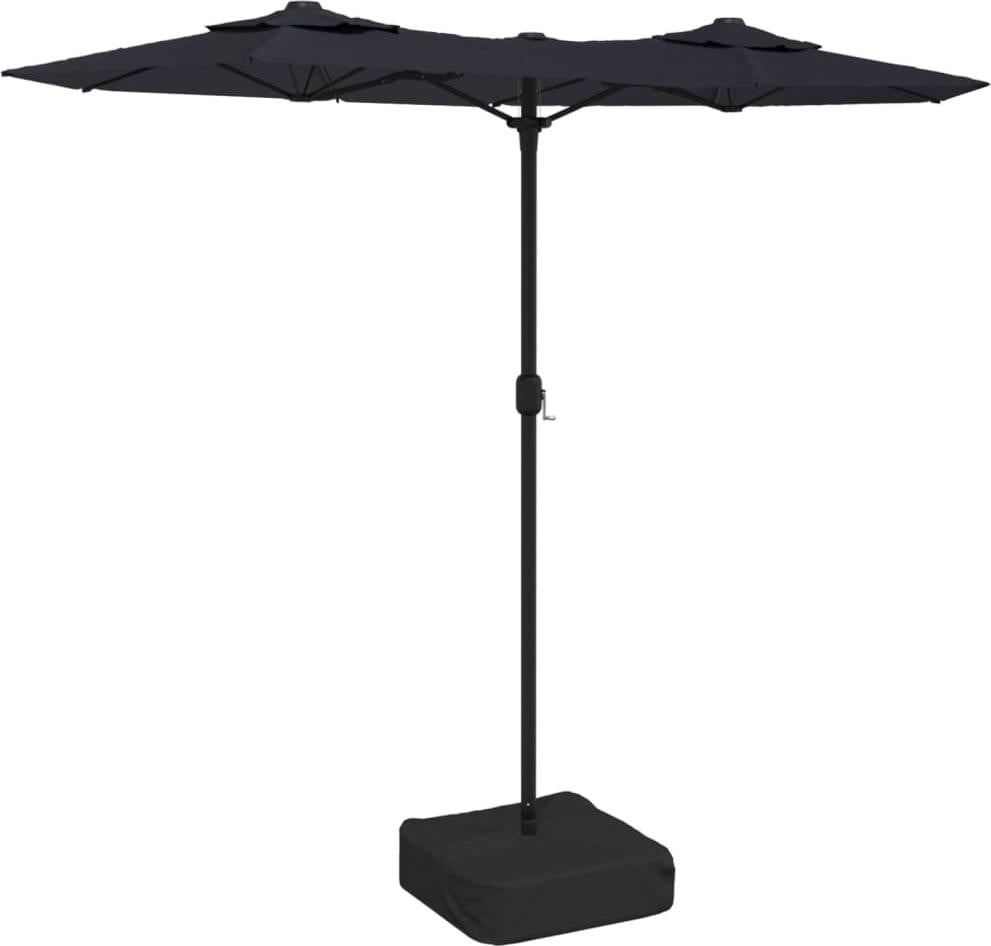 vidaXL Dubbele cantilever parasol met LED-verlichting, zwart, 316 x 145 cm