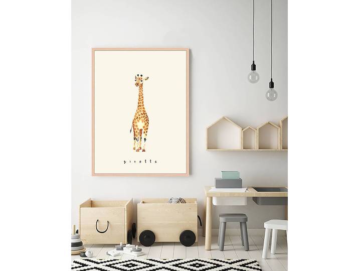 Tableau déco Petit Giraffe 63 x 83cm Multicolore
