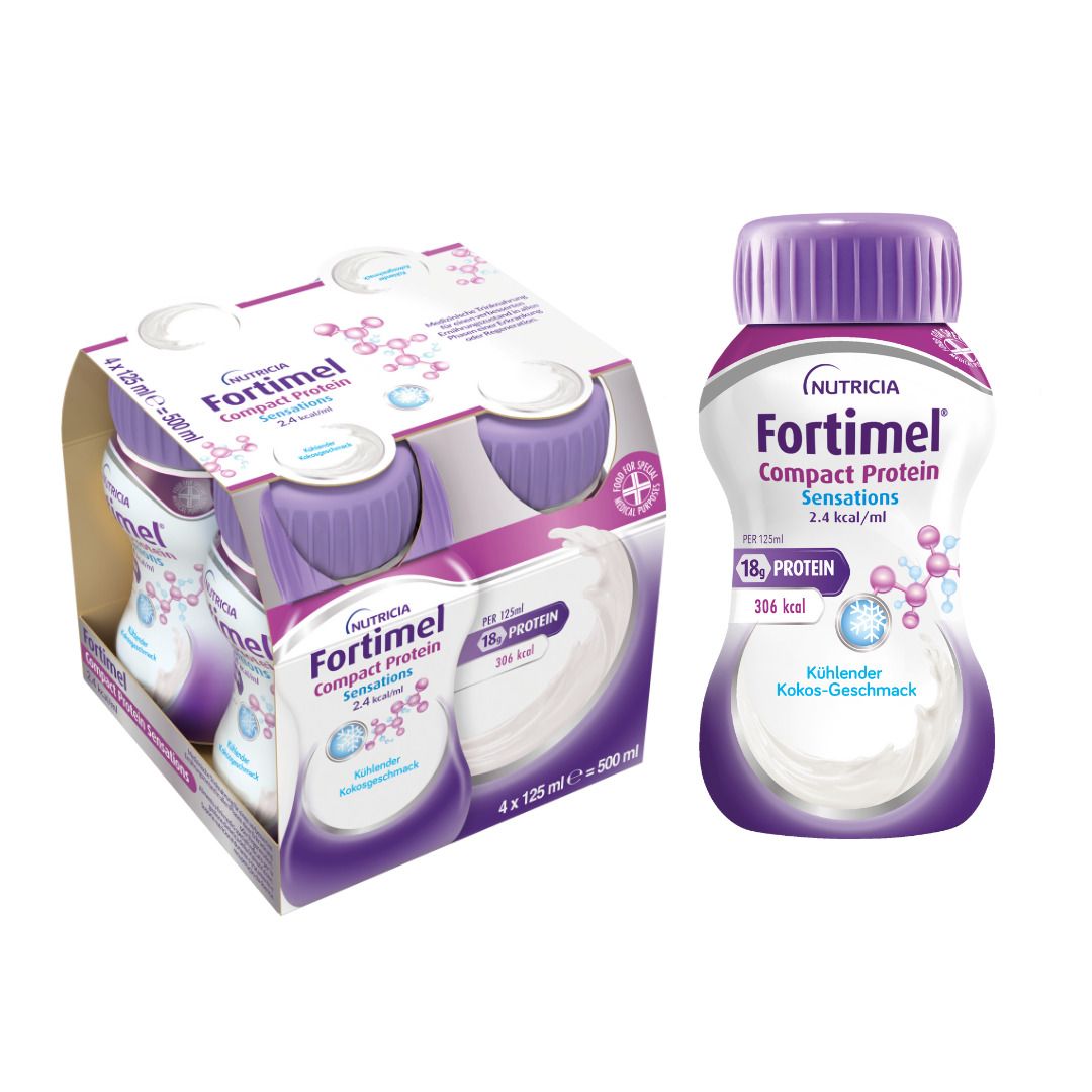 Fortimel Compact Protein 2.4 kcal kühlen.Kokosnuss 4x125 ml Flüssigkeit