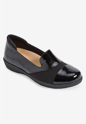 Women's The Annete Bunion Friendly Slip On Orthotic Flat by Comfortview in Black (Size 7 1/2 M)