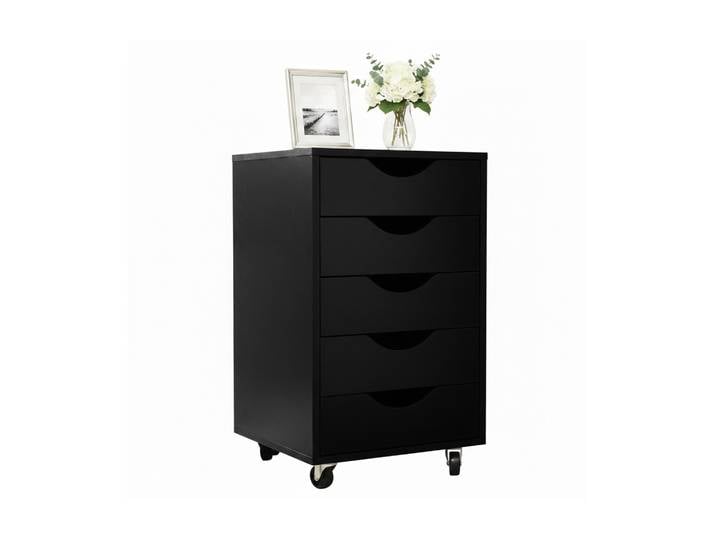 Caisson À Roulettes Relaxdays\, 5 Tiroirs\, H X L X P : 66\,5 X 40 X 40 Cm\, Caisson De Bureau\, Noir
