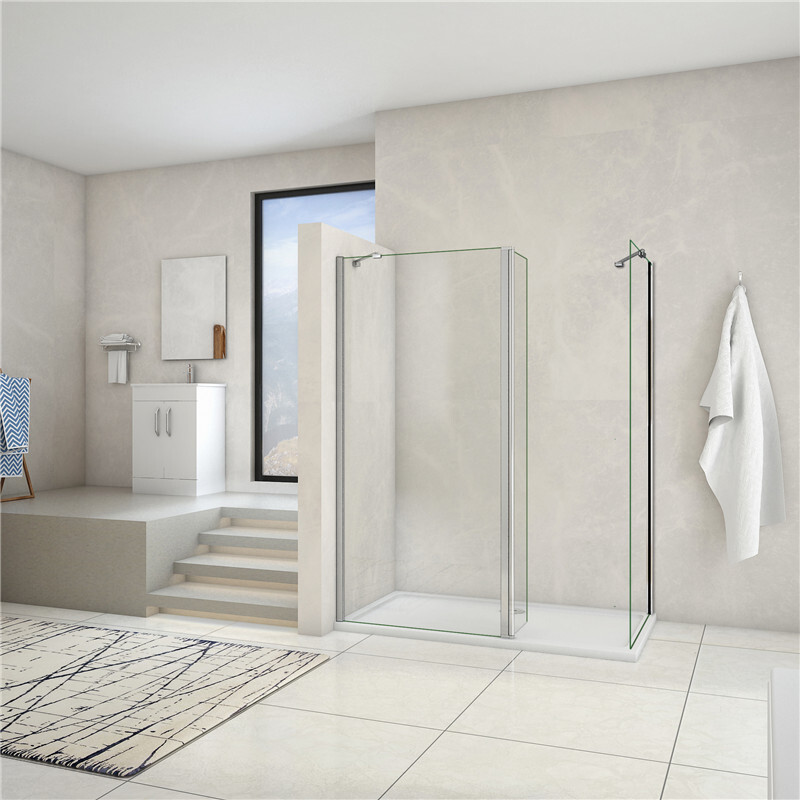 B.120x30cm H.200cm Duschabtrennung Walk in 8mm Nano Glas Badezimmer Duschwand mit Flipper Panel 40x200cm