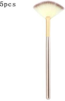 Inspired Living Premium 5 Piece Facial Fan Brushes Set Soft Fiber Makeup Brush Applicator With Wooden Handles For Glycolic Peel Mask champagne