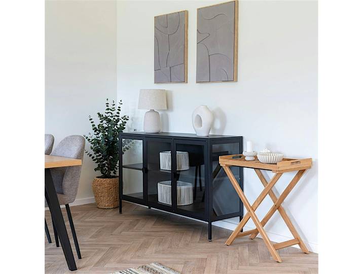 Buffet en métal, 3 portes vitrées ODENSE - Noir