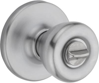 Kwikset Tylo Interior Privacy Door Knob with Lock, Door Handle For Bathroom and Bedroom, Satin Chrome