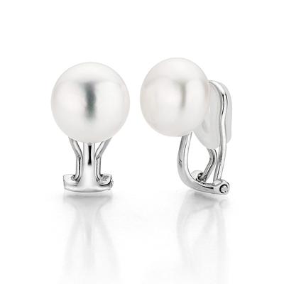 Paar Ohrclips FIRETTI "Schmuck Geschenk Ohrschmuck ohne Ohrlöcher Perle" Gr. 10, bunt (silberfarben, weiß), Ohrringe, Damen, 10, Perlen Silber 925 (Sterlingsilber), Perlen, Silber 925 (Sterlingsilber), Made in Germany - mit Süßwasserzuchtperle